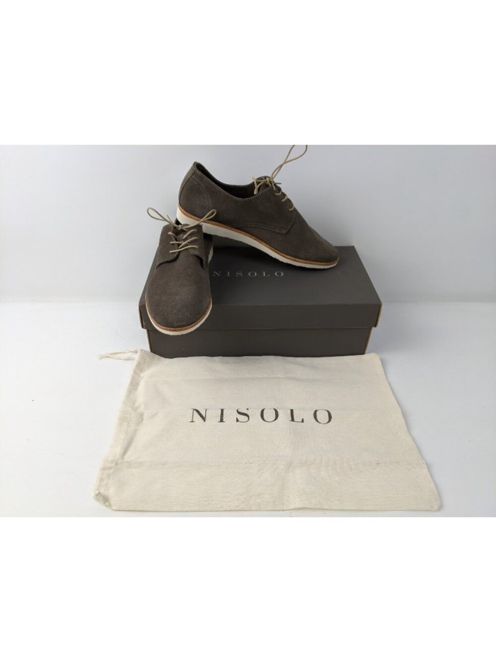 Nisolo Sedona Lightweight Derby Slate Gray Suede Casual Shoes Womens Size 9